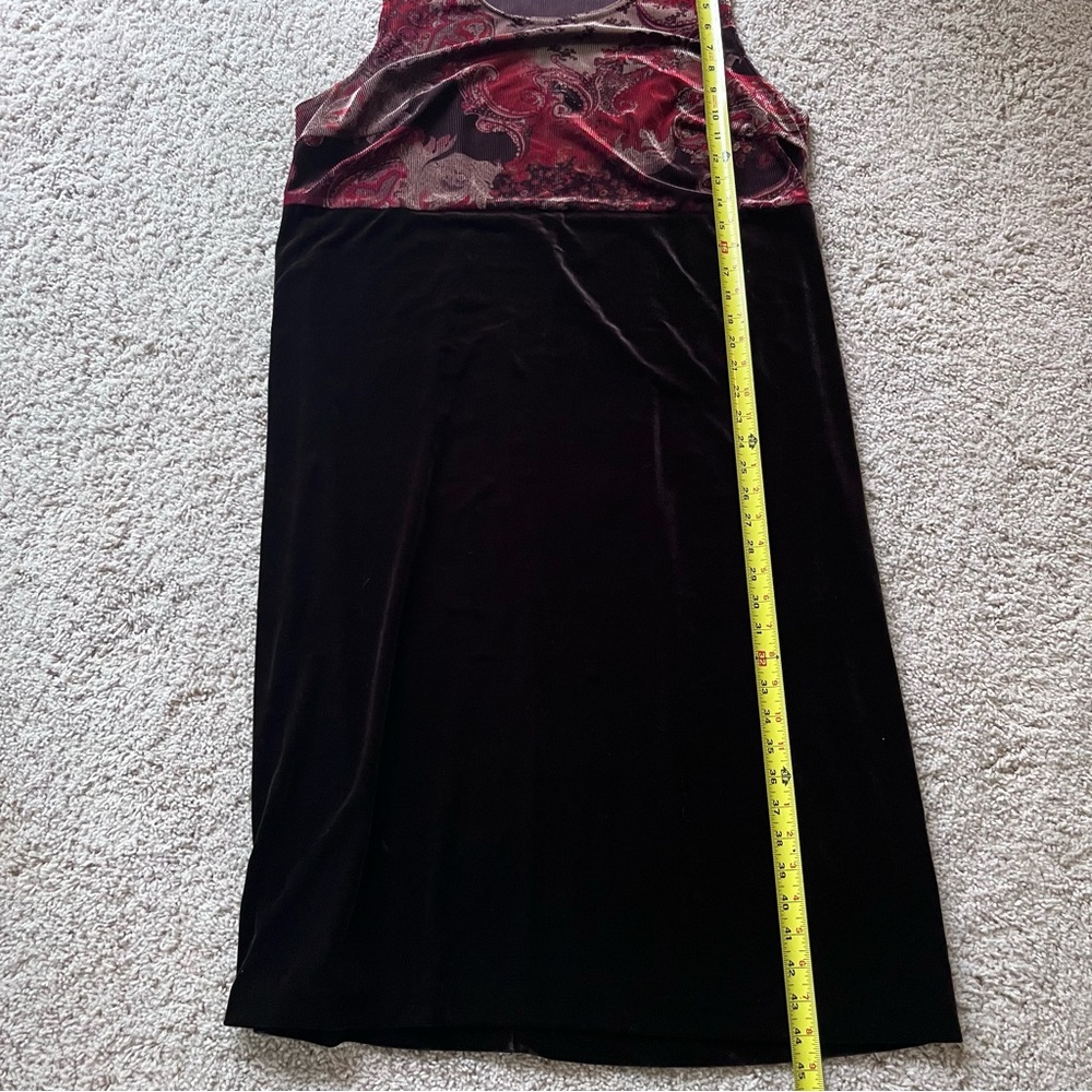 R&M Richards Karen Wong Velvet Dress Sz 16W Vintage Midi Paisley 90s Stretch - Picture 11 of 12